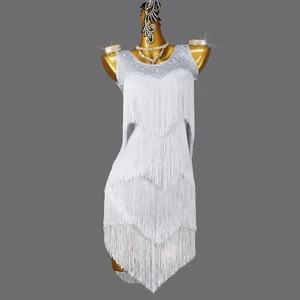 Ladies Competition Latin Dance Costume Performance Dance Dress Rhinestone Tassel Professional Women Latin Clothes Dress