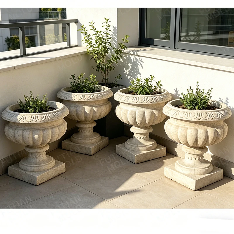 Latest Garden Precast Abs Plastic Cement Large Flower Pot Molds for Concrete Plants Round Big Pots Planters Making Mould Bonsai