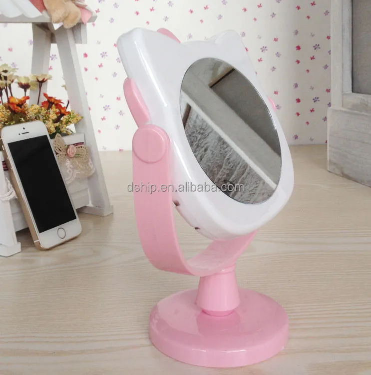 Wholesale Lovely Kitty Cat Vanity Hand Held Mirror Bling Diamond Makeup