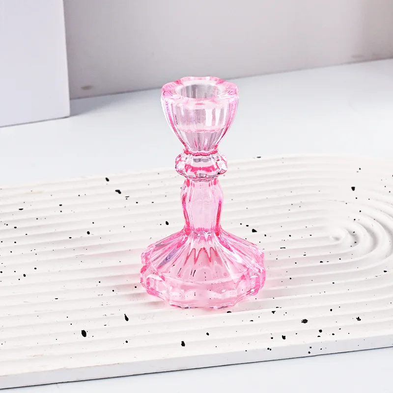 product factory wholesale glass candle holder for candlestick wedding home decoration table suitable for both sides candle holders-7