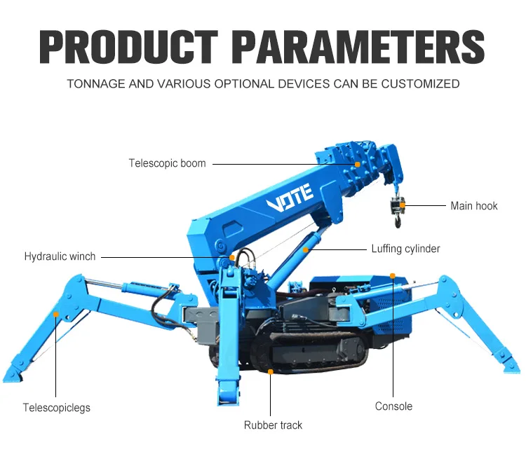 new energy spider crane crawler crane with hydraulic telescopic outriggers small crane offer Narrow work 3 5 8 ton