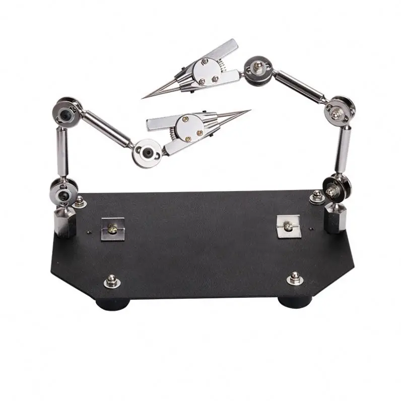 TEBAK Three-Hand Jewelry Welding Holder Fixture Precision Soldering Iron Clamp for 2 Head Welding Stable Adjustable Bench Tool