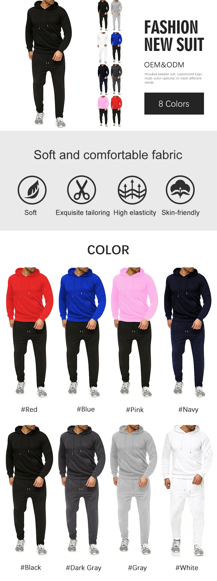 Custom Embroidery Logo Autumn Spring Mens Sweatsuit Streetwear Hoodie ...