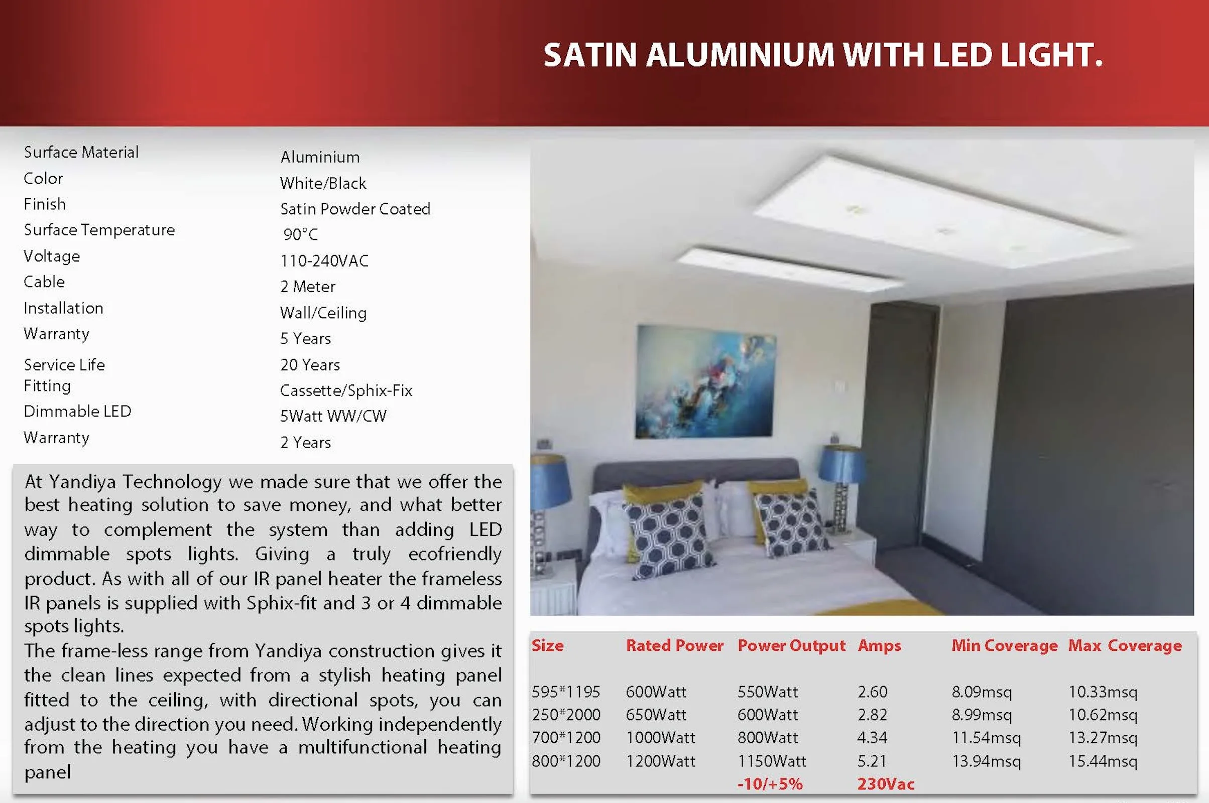 Infrared Ceiling Panel, 650Watt, Solar - detail 8