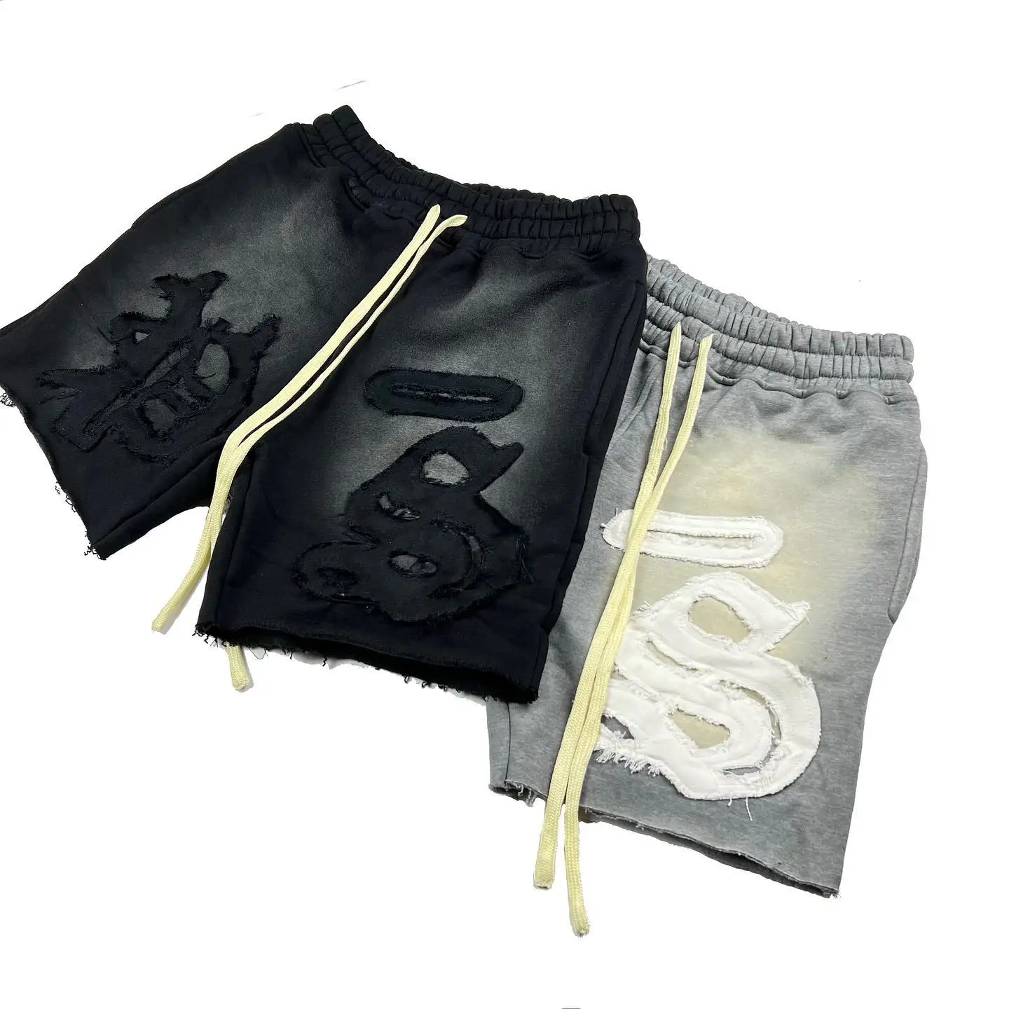 Custom Essentials Unisex Sweat Shorts Cotton Baggy Graphic Print Embroidery Applique Summer Distressed Acid Wash Shorts for Men gallery 2