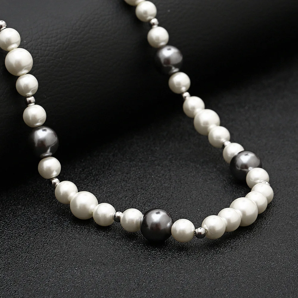 アクセサリー ASAP MODE Ridged silver pearl necklace Street Hipster Hip-hop Bouncy Pearl Necklace - Short Stainless