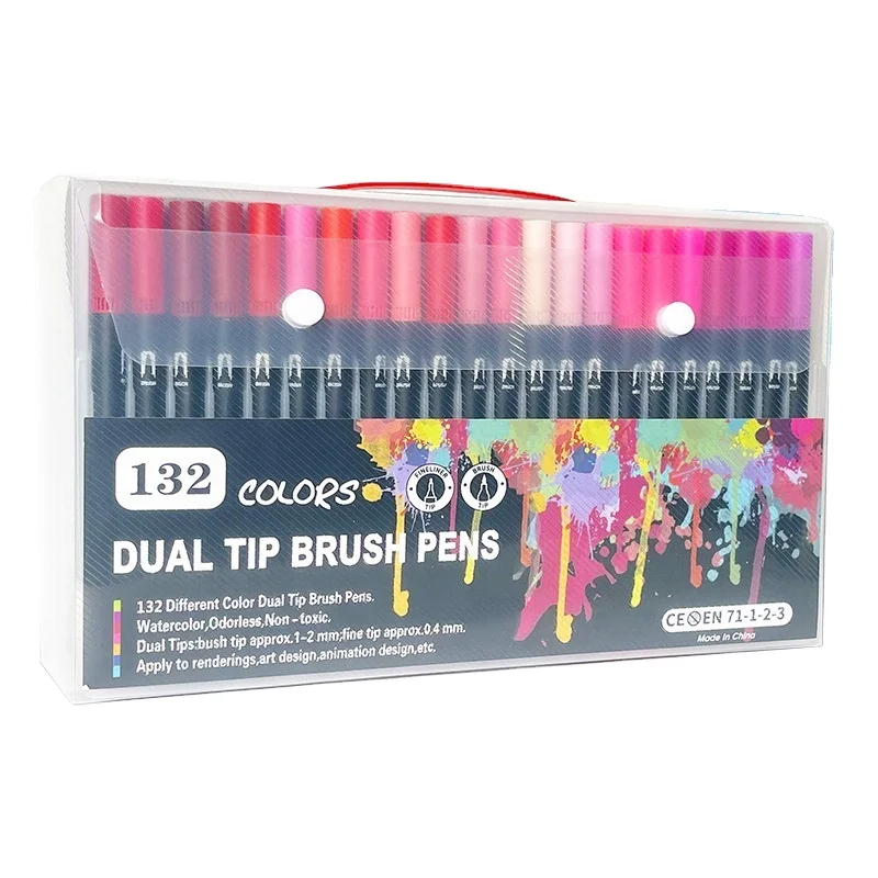 132 Colouring Pens Dual Tip Brush Pens Brush Tip Art Markers For
