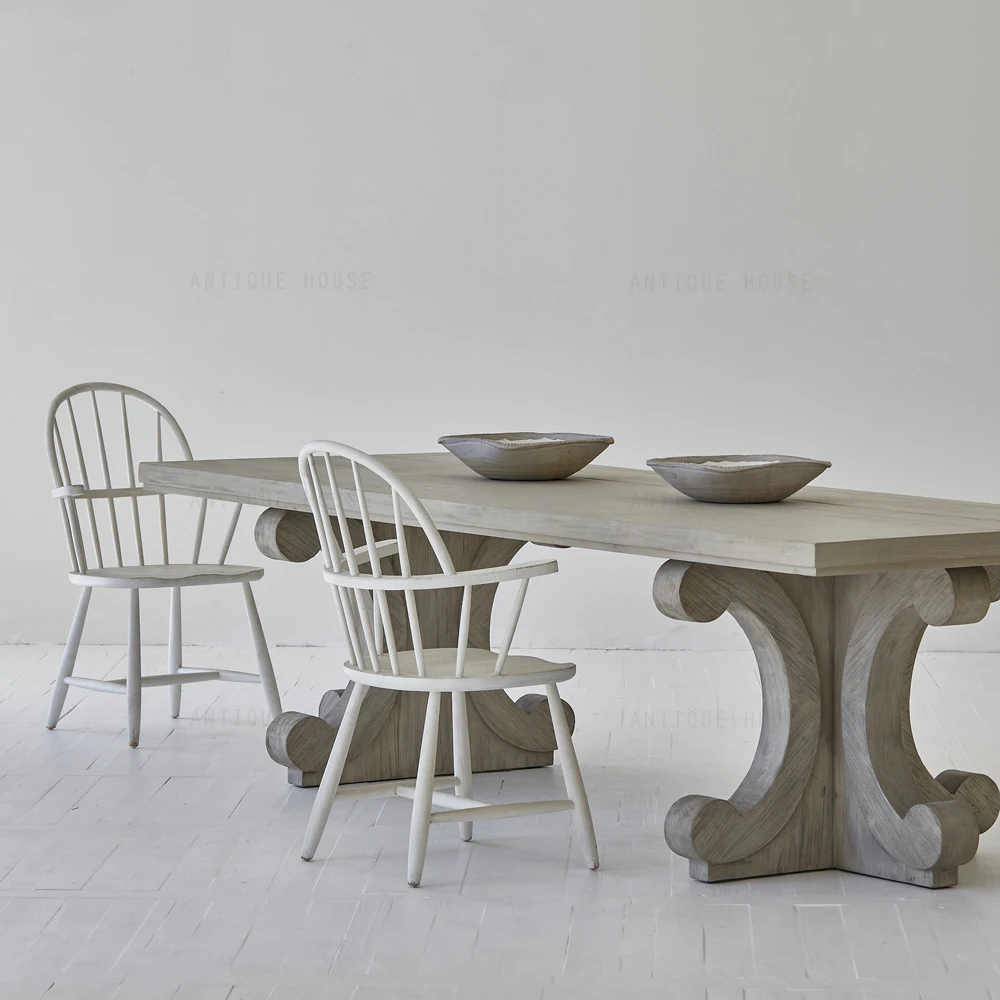 Французский стиль кантри винтажная мебель в стиле ретро переработанная сосна mesa деревенский обеденный стол набор 8 мест деревянные обеденные столы