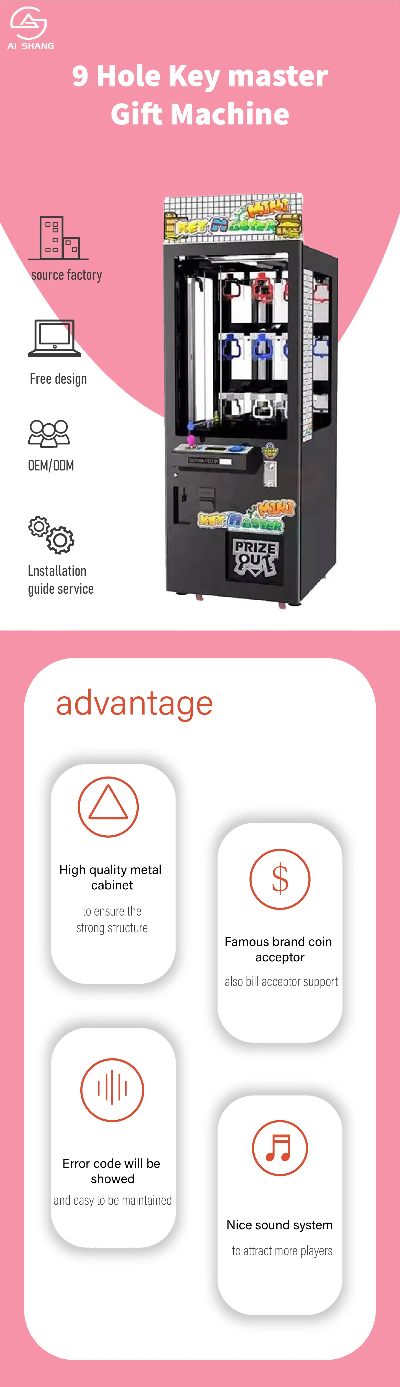 Claw Crane Machine 9 Holes Vending Machine Master Key Golden Key Master