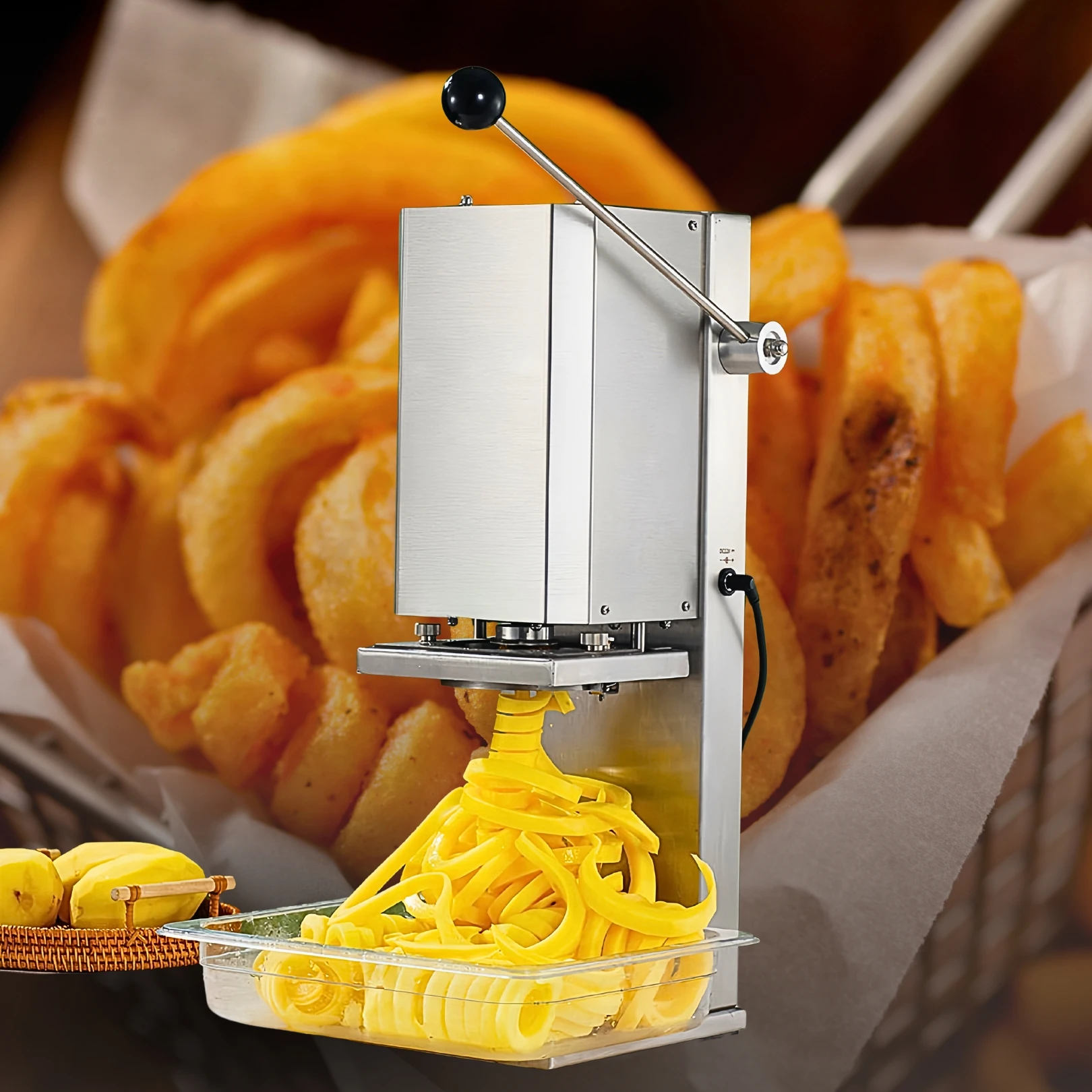 Electric Curly Fry Cutter Machine - Stainless Steel Potato