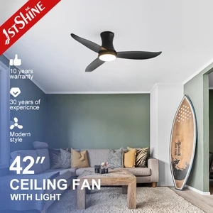1stshine LED Ceiling Fan Smart Home 42 Inches Flush Mount 6 Speeds DC Black Smart Ceiling Fan Light