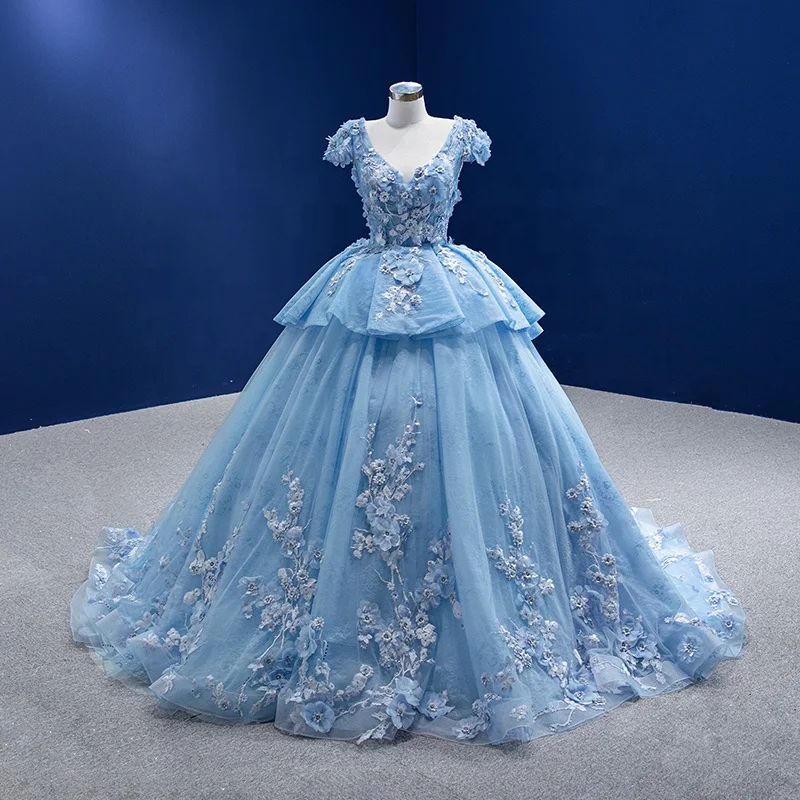 luxury custom embroidered formal dresses Luxury Vintage Beaded Floral Ball Gown with Long Sleeves FD1762 viniod –  Viniodress main image 1