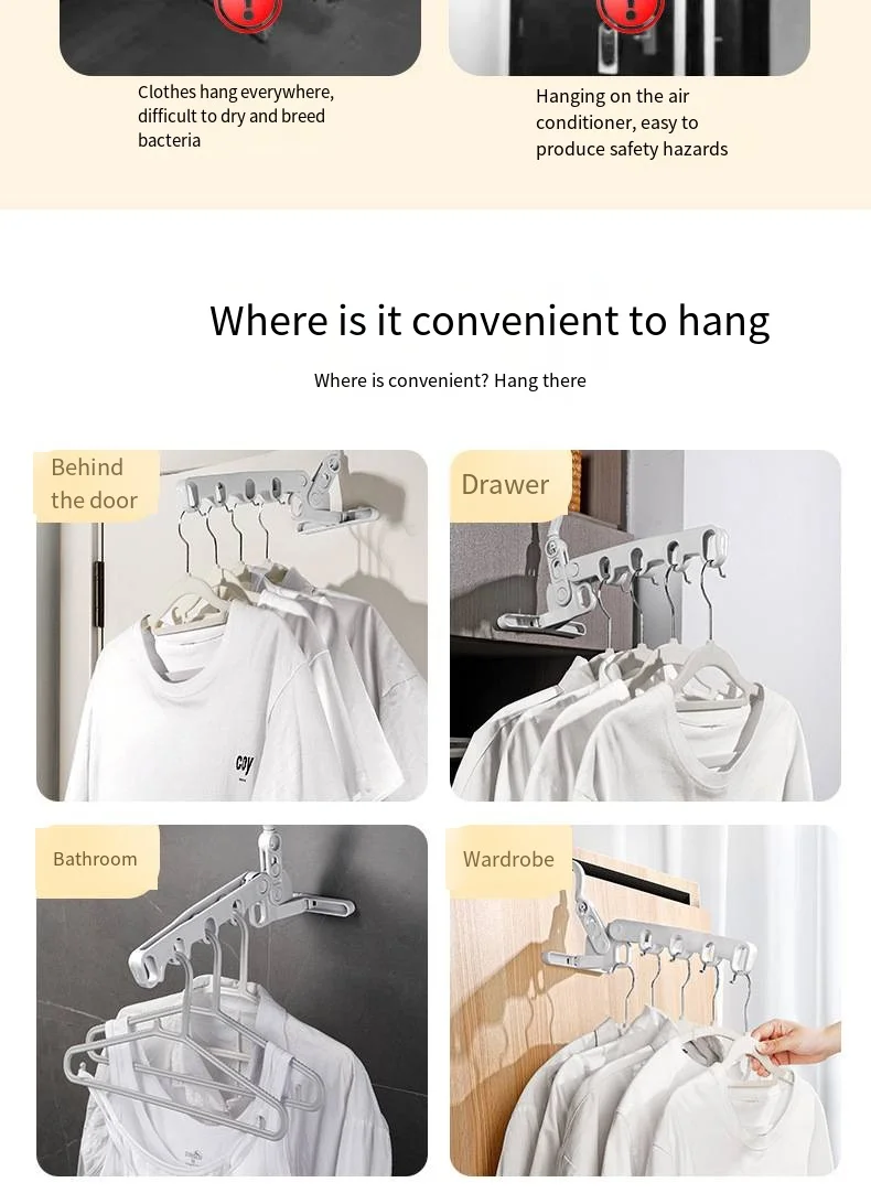 Foldable drying rack 5 holes travel business portable clothes hanging hotel indoor drying rack hanging novelty hooks factory