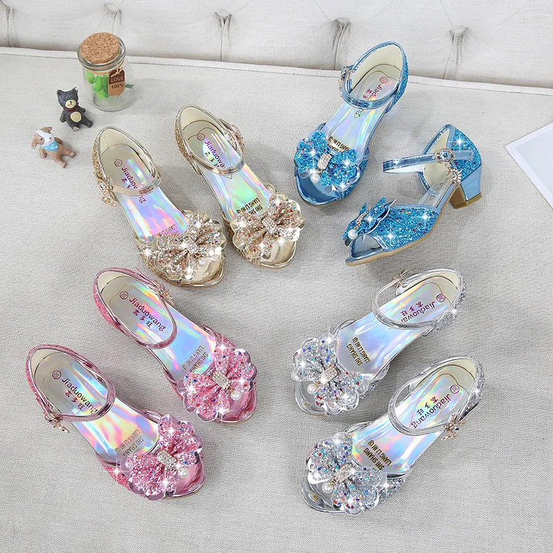 Hot Sale Elsa Girls Shoes High Heels Kids Birthday Party Shoes