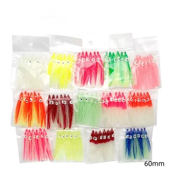 Cheery 6PCS 60mm Saltwater Luminous Glowing Soft Plastic Octopus Bait Rubber Squid Skirts Lure Squid Jigs Lure – Soft Lure – view 3