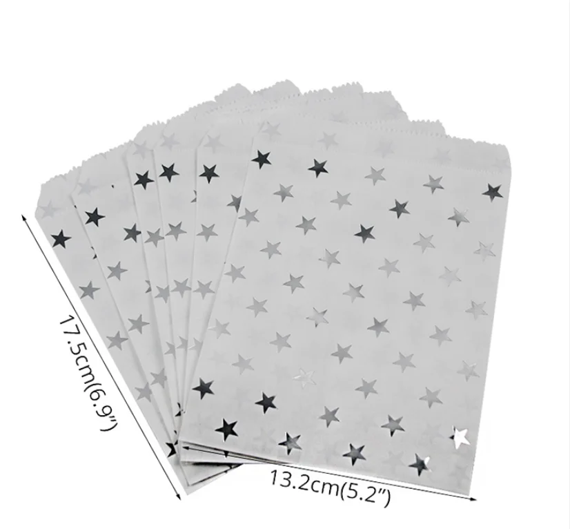 Gold Dot Striped Star Packing Carrier Birthday Wrapping White Jewelry Small Kraft Without Handles Mini Paper Bag with logo Print