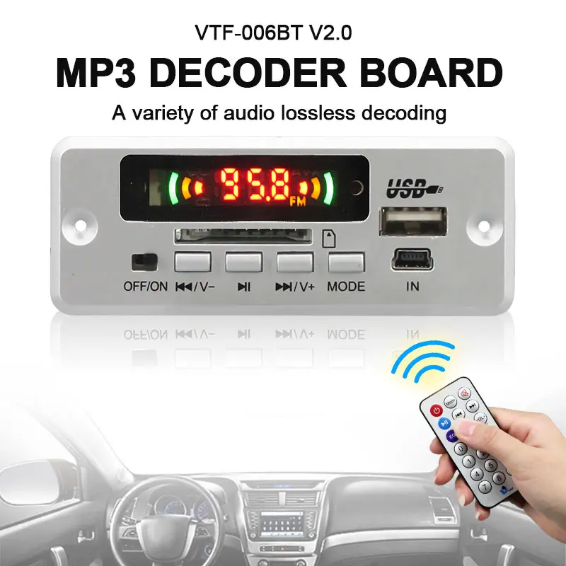 VIRE FM Radio Audio USB MP3 Player Module Car Wireless Bluetooth MP3 Decoder Board