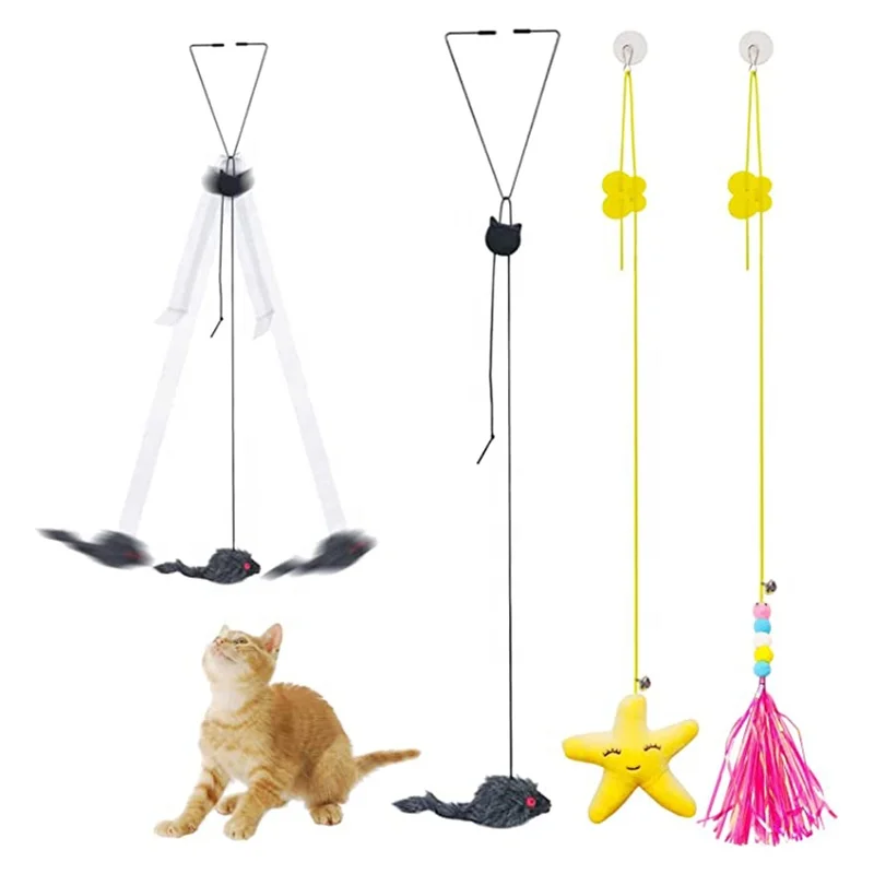 Hanging Retractable Cat Teaser Toy Hanging Door Cat Toys For Indoor