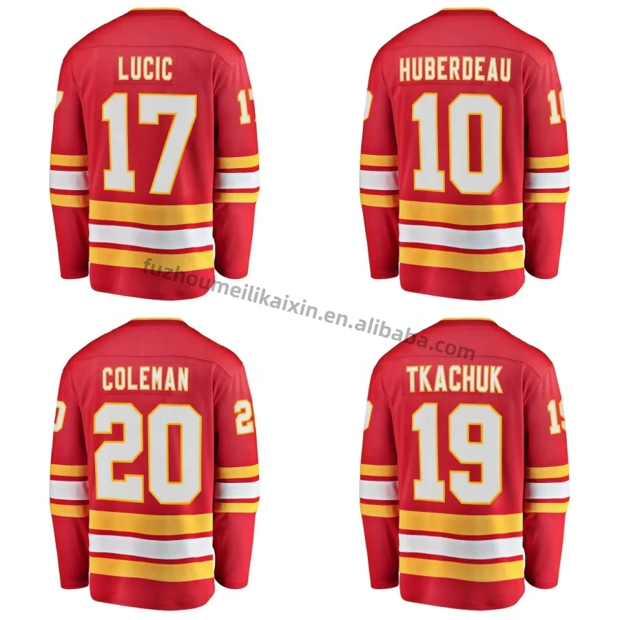 Wholesale Custom Ice Hockey Jersey Calgary City Stitched Men's RED Flame  team uniform #19 Tkachuk 13 Gaudreau wholesale From m.