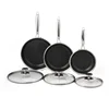 Set di padelle nere in acciaio inox SUS304 3 pezzi 20/24/30 cm