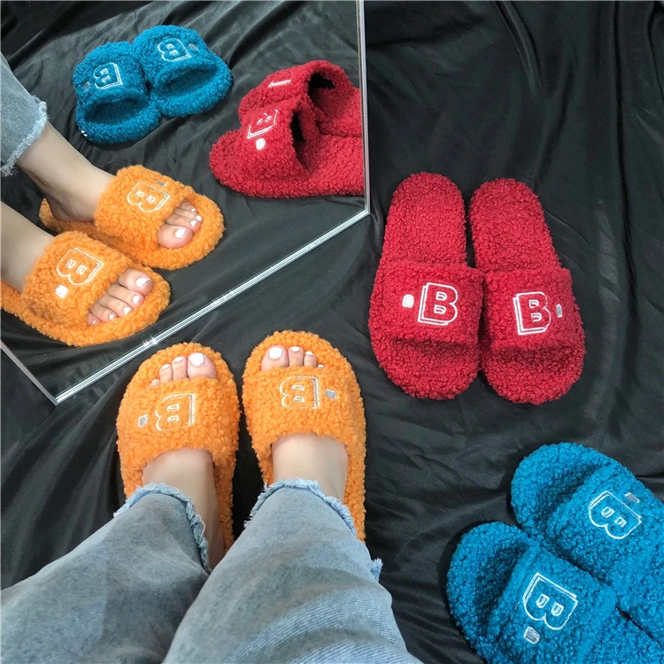 High Quality Womens Slippers Faux Fur Slipper Customized Fashion Soft Fur Slides For Women Sexy 8503