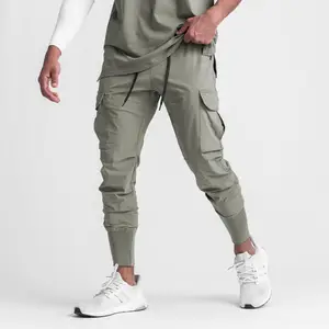 Men's Exercise Casual Pants Workout Elastic Woven Running Training Drawstring Sweatpants