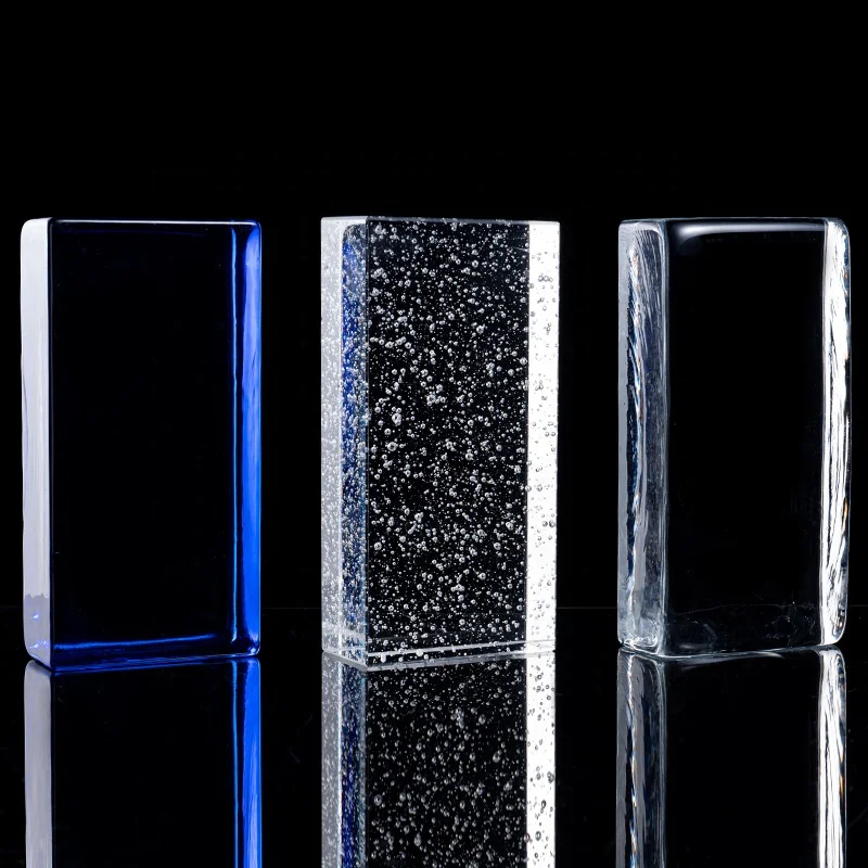 Wholesale Polished Crystal Brick Wall Square Solid Glass Block Clear Yellow Blue Red for Building Decoration Craft Materials