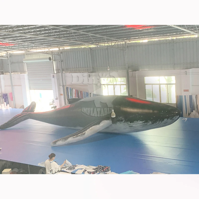 Free Customized Large Inflatable Cartoon Whale Advertising Model Hanging Whale Sea Creature for Exhibition