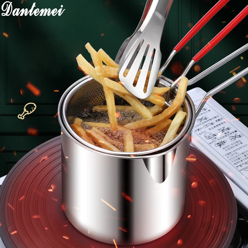 China Supplier Cookware Cooking Pot Round Fryer Pan Stainless Steel Deep Fryer Pot With Filter Basket