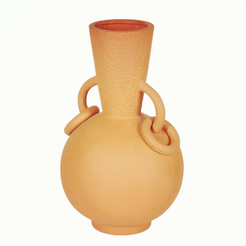 Настольный декор, 10 дюймов, домашнее украшение, полирезиновая ваза для цветов, глиняный эффект, сосуд из полимерной смолы с ручкой