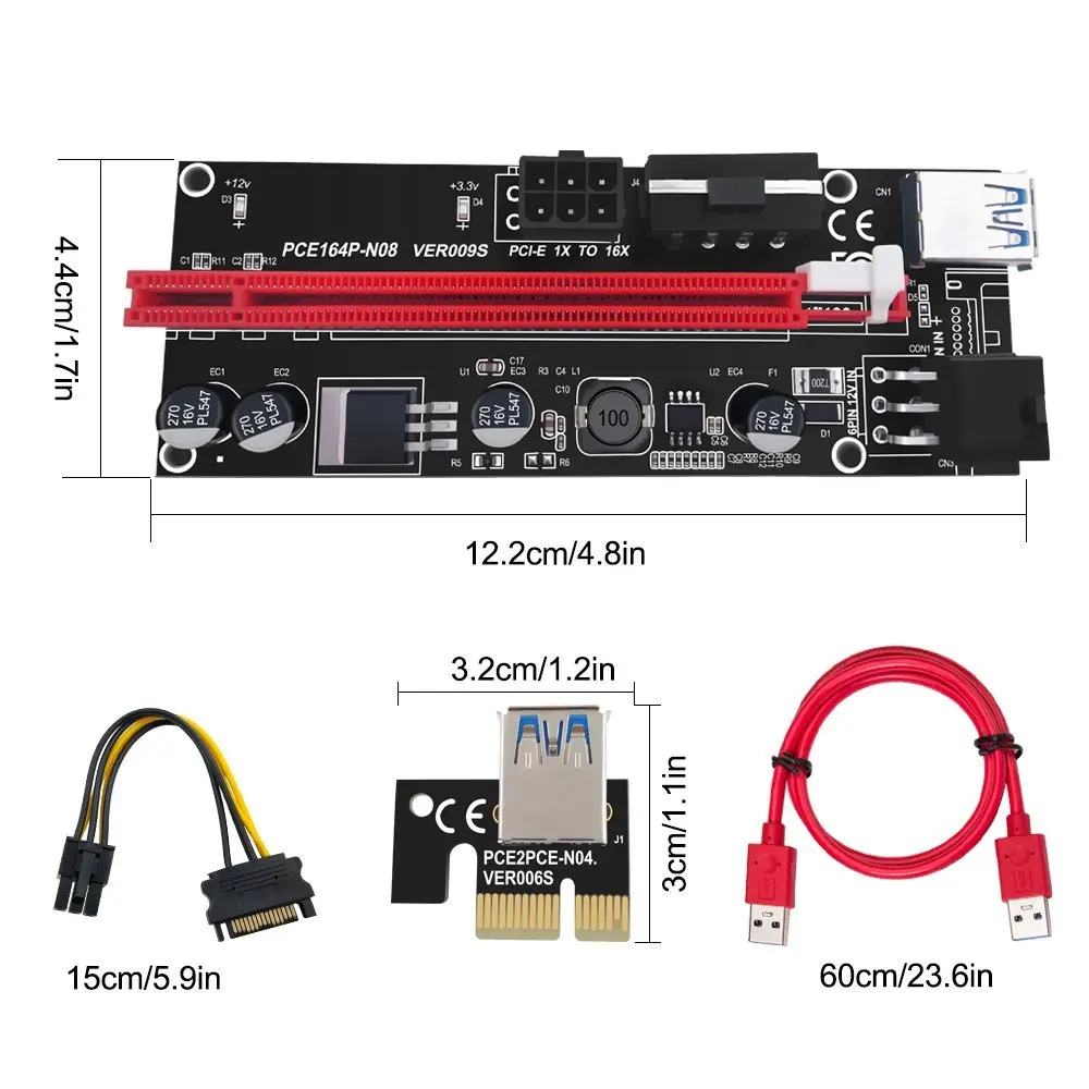China Factory Direct Sell Pcie Riser VER 009S PCI-E Riser 1X To 16X Graphics Extension 009 GPU