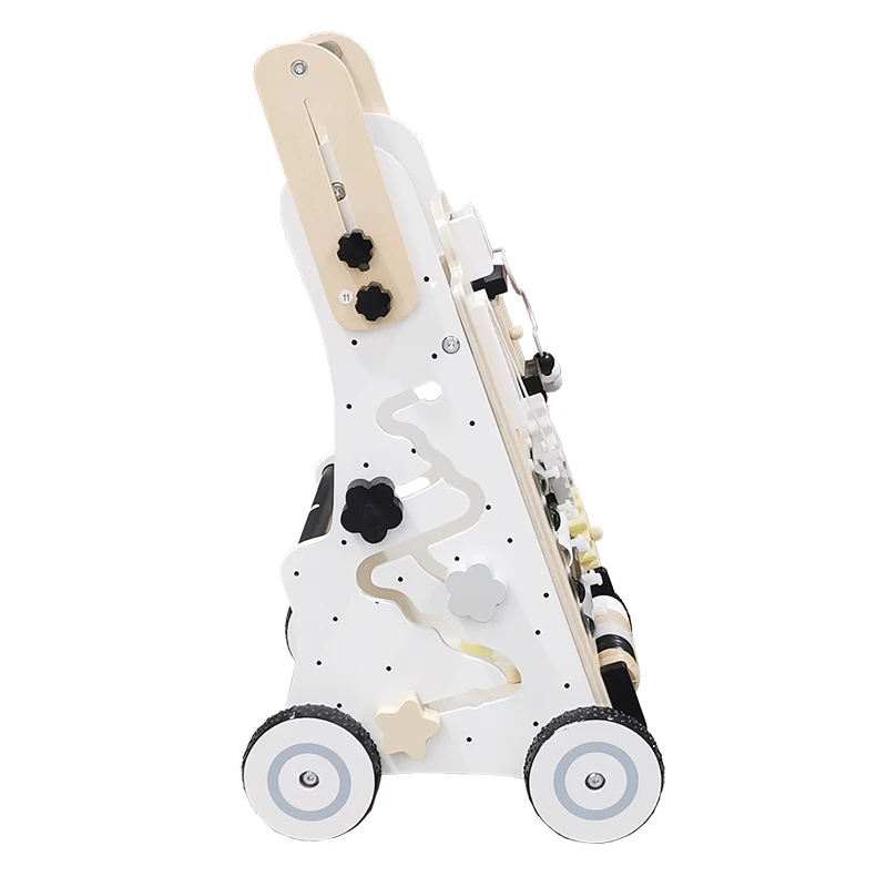 White Simple Multifunctional Building Blocks Beads Percussion Musical Instrument Children's Wooden Baby Walker