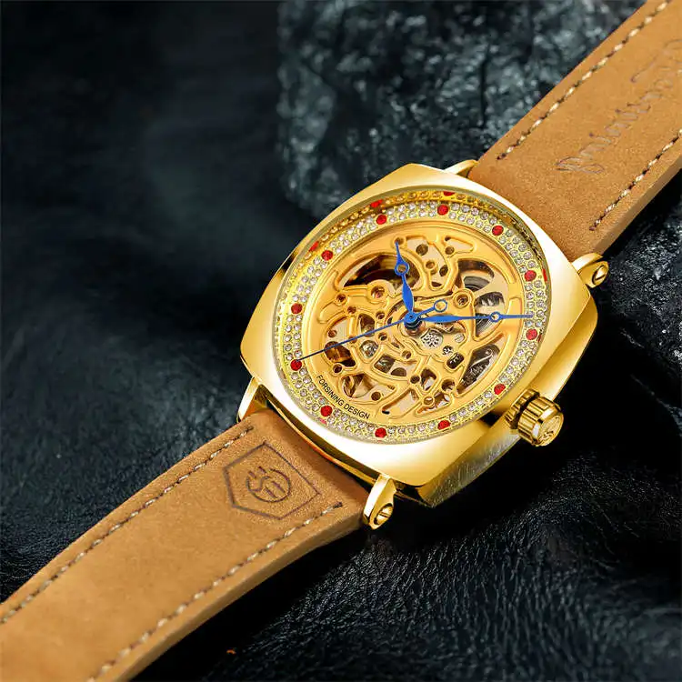 8274 Мужские механические часы из натуральной кожи