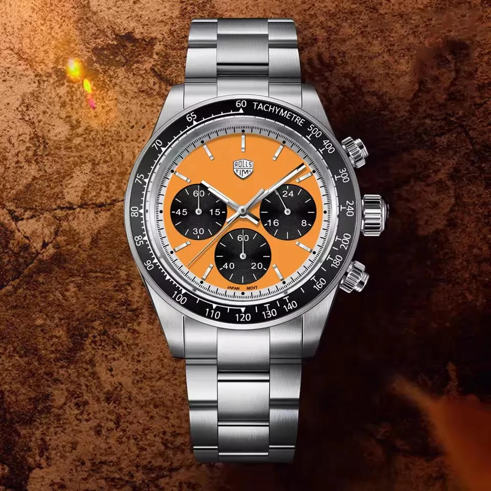 RollsTimi Mens Luxury Quartz Chronograph Watch with Japan VK63