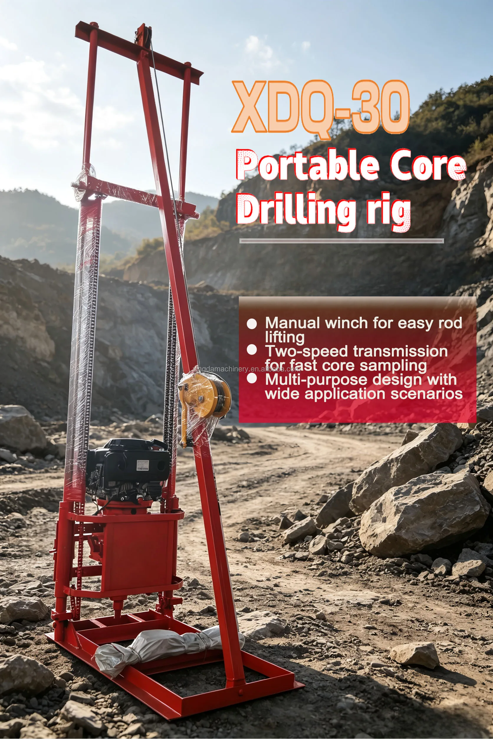 Small Portable Petrol Gasoline Diesel Engine Geotechnical Soil Sampling Core Drilling Rig for Sale