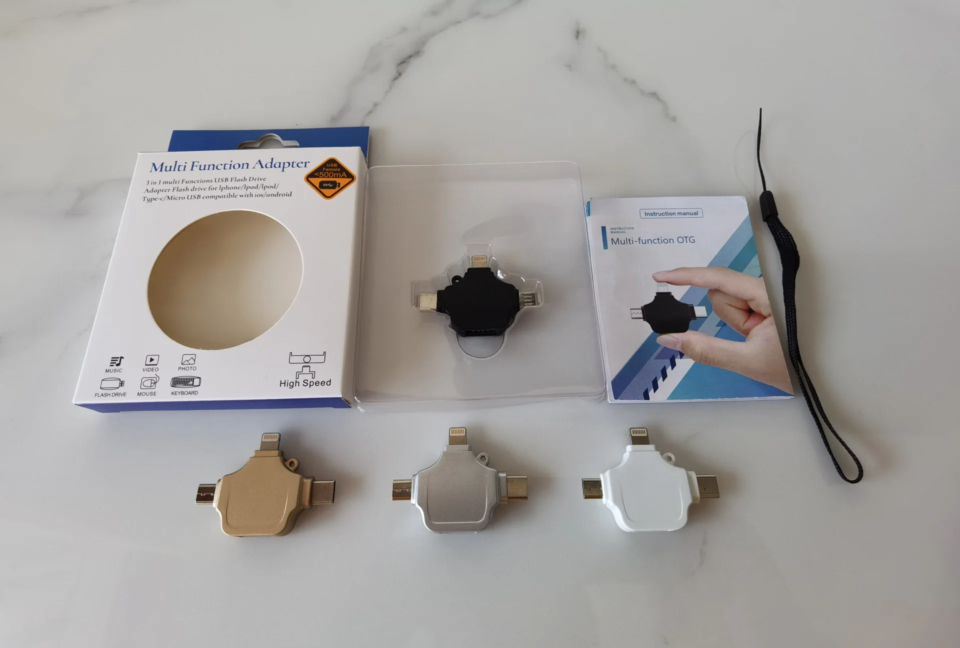 Высокоскоростная передача 3 в 1 Многофункциональный адаптер для usb-накопителя устройств Type-c