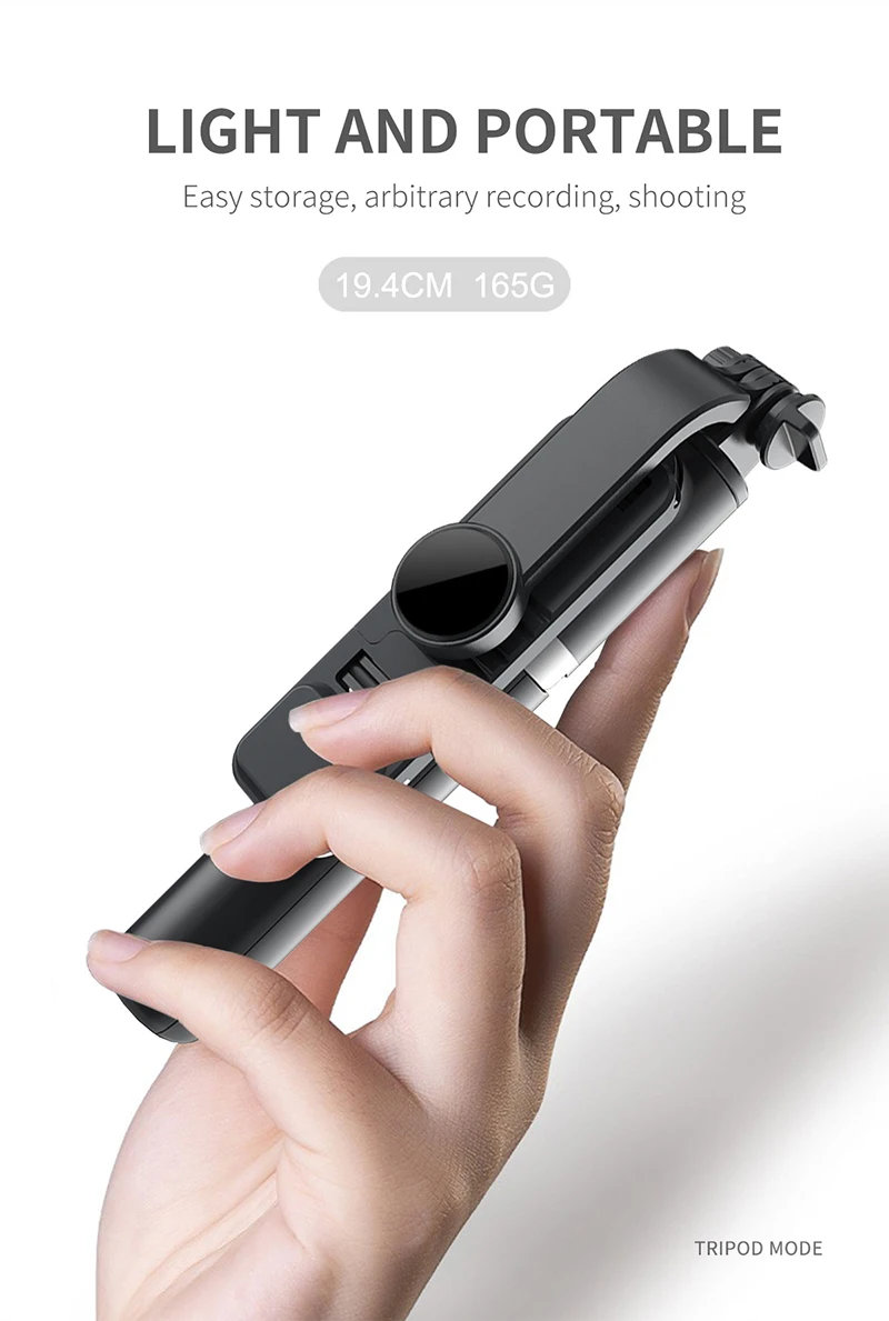 Wireless Blutooth Selfie Stick Foldable Mini Tripod With Fill Light Remote Shutter For iOS Android