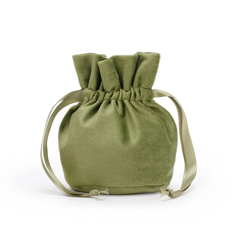 Drawstring Velvet Bag Round Bottom Velvet Pocket Colorful Jewelry Gift Wedding Candy Drawstring Storage Bag