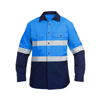 Custom Royal Blue Hi Vis Safety Shirt Reflective Road Safety Mining ...