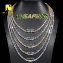 CHEAPEST IN HISTORY Ready Made Full Size Moissanite Tennis Chain Necklace Bracelet Hip Hop Iced Out Jewelry Moissanite Chains