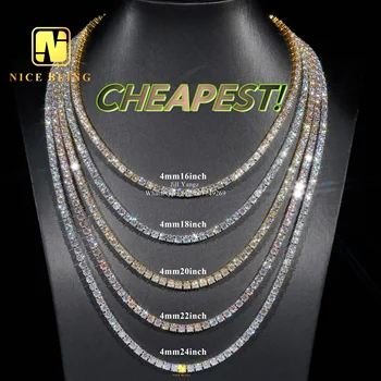 CHEAPEST IN HISTORY Ready Made Full Size Moissanite Chain 18k Gold Plated Necklace Hip Hop Jewelry Tennis Chain Bracelet