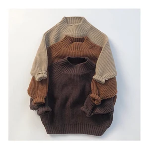 Solid Color Thick Soft Baby Boys Chunky Knit Sweater Baby Custom Baby Girl Turtleneck Pullovers Kid Oversized Sweaters