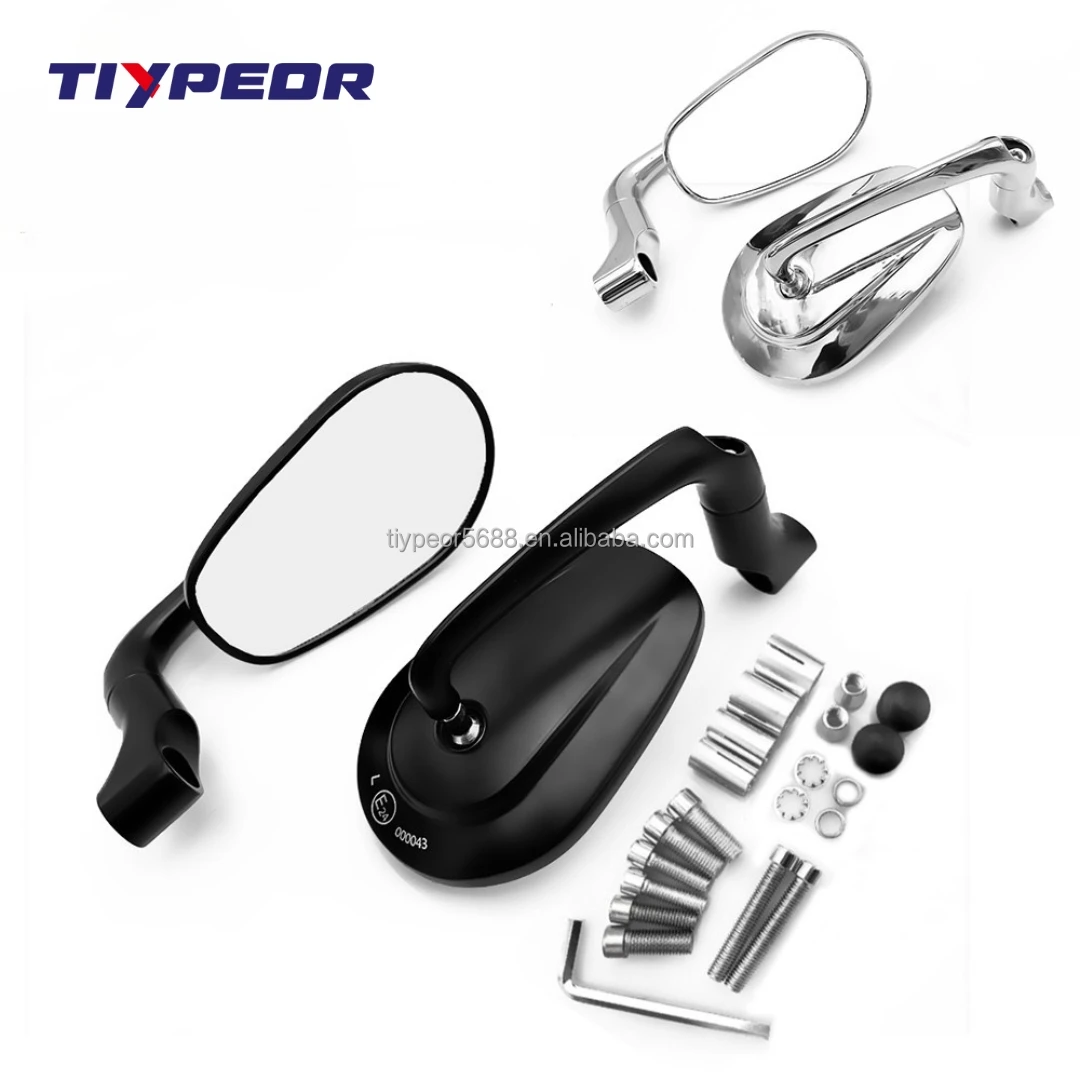 product tiypeor universal motorcycle chrome aluminum side mirror for motorcycles new design multi angle adjustable large area view-3