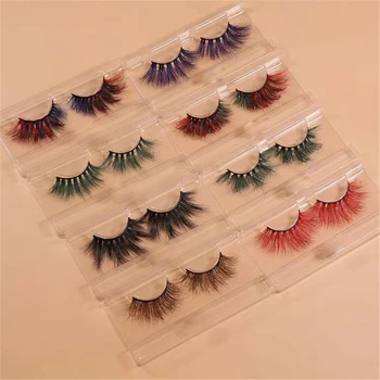private label eyelashes 3D Handmade Colorful Lashes mix color 100% Real Mink Cruelty Free Sexy Wispy Rainbow Colored Eyelashes