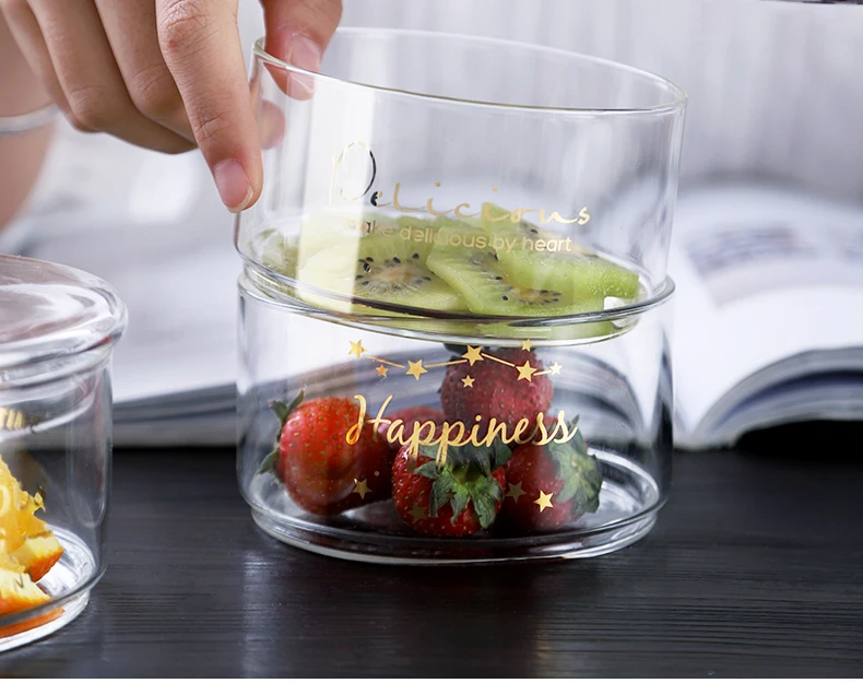 3 Tier Stackable Clear Glass Cookie Jar Borosilicate Glass Stack Jars