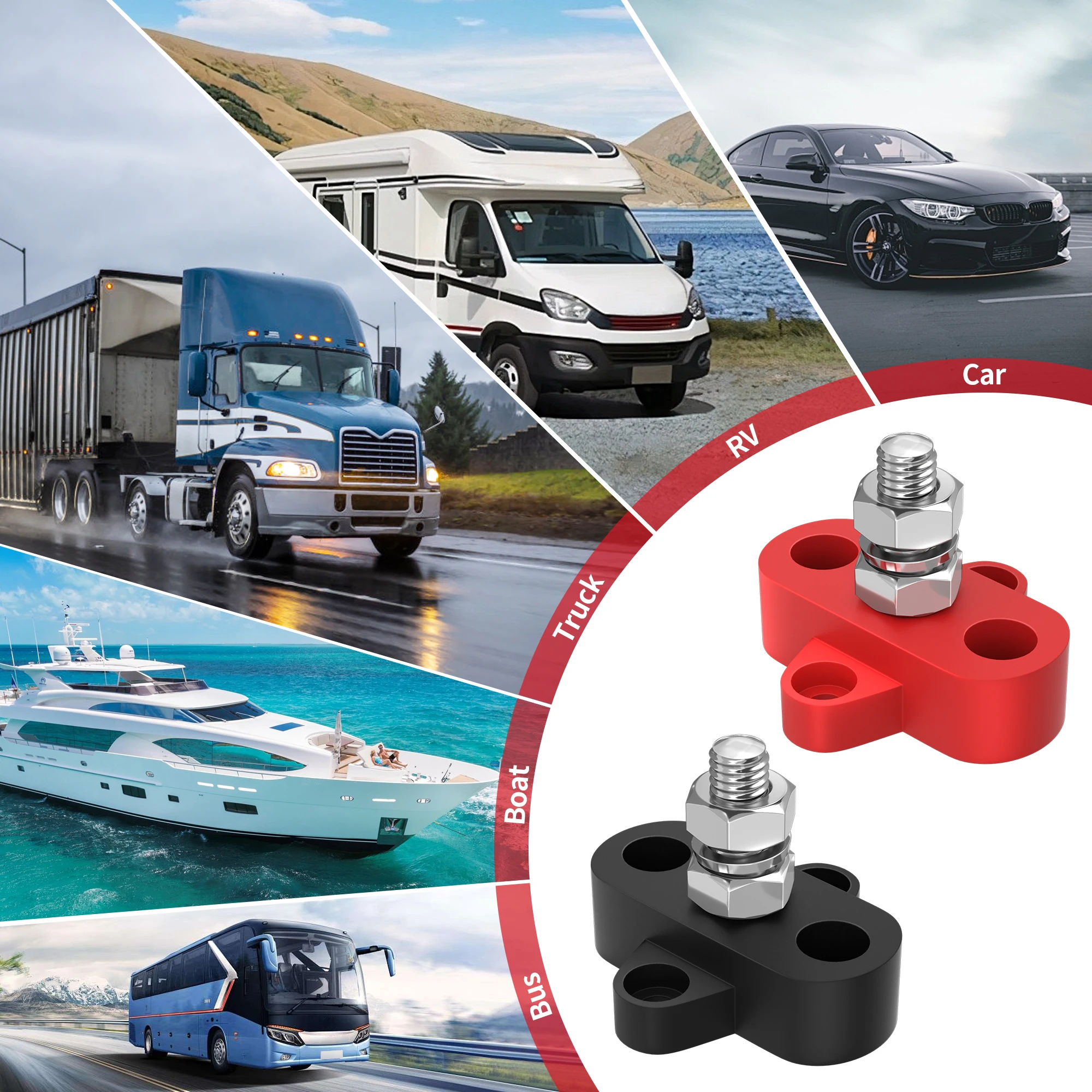 48V 300A DC Bus Bar Terminal Block, Power Distribution Block M8 Screw