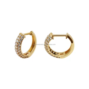 High Quality AU585 14K Real Gold Hoop Earrings Trendy Design Jewelry for Women's Engagement Party Gift OEM/ODM