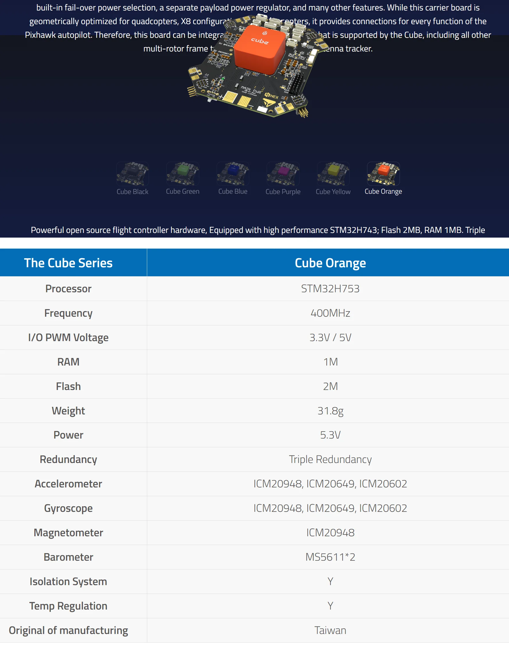 Hex Pixhawk Multi-axle Kore Carrier Board Orange Cube Main Control ...