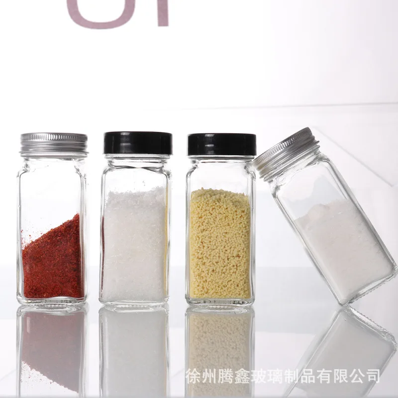 Горячие продажи стеклянные банки для специй/бутылки 4 унции Пустые Квадратные контейнеры