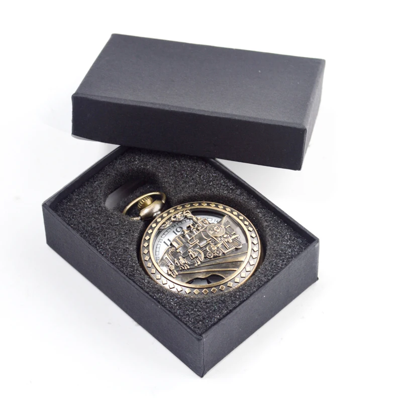 Индивидуальные винтажные часы в стиле ретро со шлейфом, черный и серебристый механизм, кварцевые карманные часы со шлейфом и цепочкой